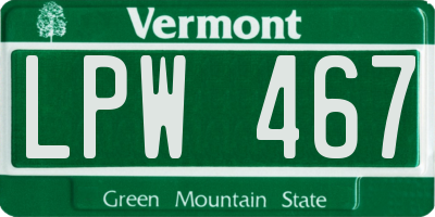 VT license plate LPW467