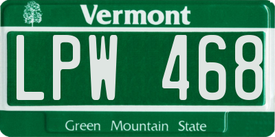 VT license plate LPW468