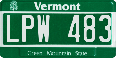 VT license plate LPW483
