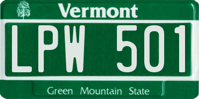VT license plate LPW501