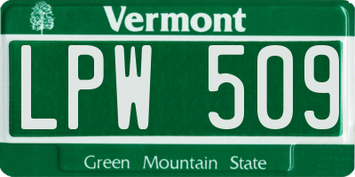 VT license plate LPW509