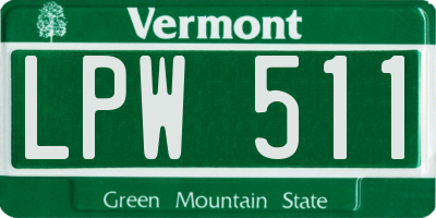 VT license plate LPW511