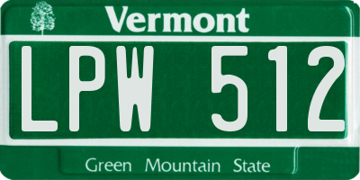 VT license plate LPW512