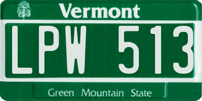 VT license plate LPW513