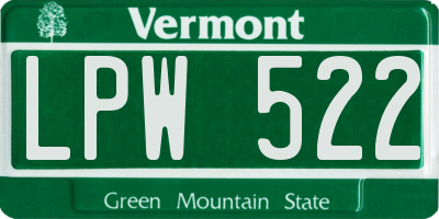 VT license plate LPW522