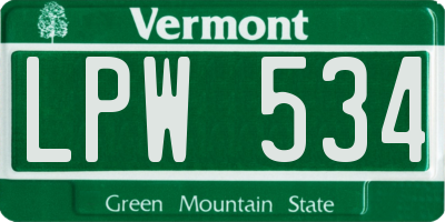 VT license plate LPW534