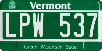 VT license plate LPW537