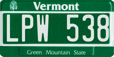 VT license plate LPW538