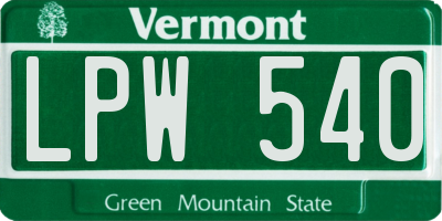 VT license plate LPW540