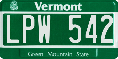 VT license plate LPW542