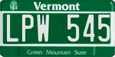 VT license plate LPW545