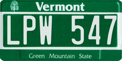 VT license plate LPW547