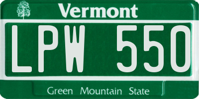 VT license plate LPW550