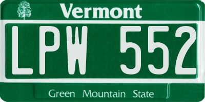 VT license plate LPW552
