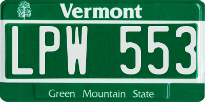 VT license plate LPW553