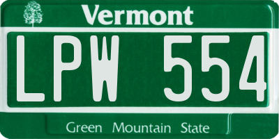 VT license plate LPW554