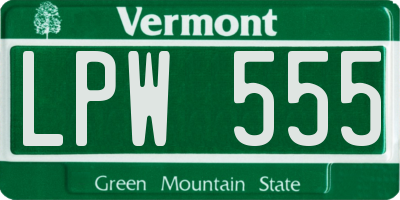 VT license plate LPW555