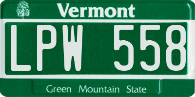 VT license plate LPW558