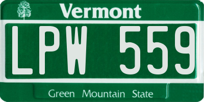 VT license plate LPW559