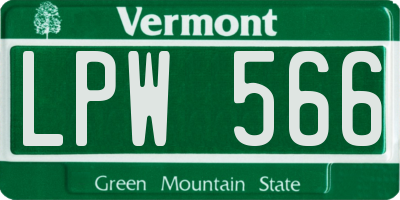 VT license plate LPW566