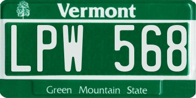 VT license plate LPW568