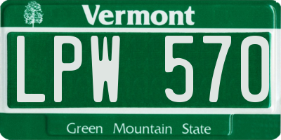 VT license plate LPW570