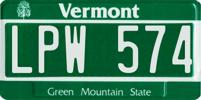 VT license plate LPW574
