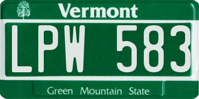 VT license plate LPW583