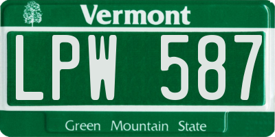 VT license plate LPW587