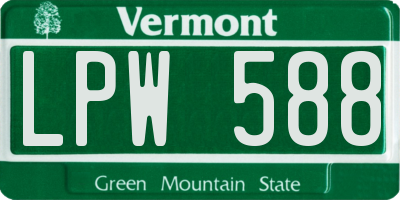 VT license plate LPW588