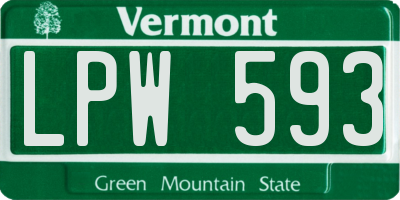 VT license plate LPW593
