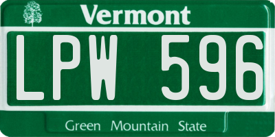 VT license plate LPW596