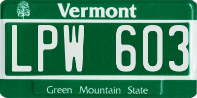 VT license plate LPW603