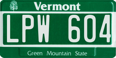 VT license plate LPW604