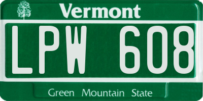 VT license plate LPW608
