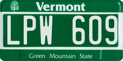 VT license plate LPW609