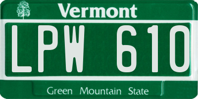 VT license plate LPW610
