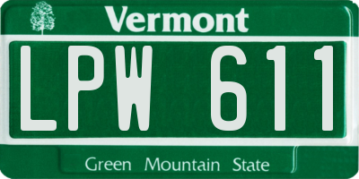 VT license plate LPW611