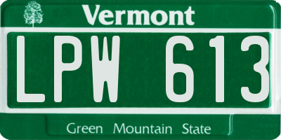 VT license plate LPW613