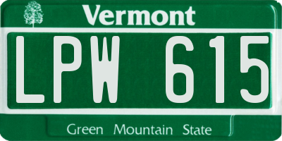 VT license plate LPW615