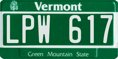 VT license plate LPW617