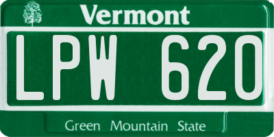 VT license plate LPW620