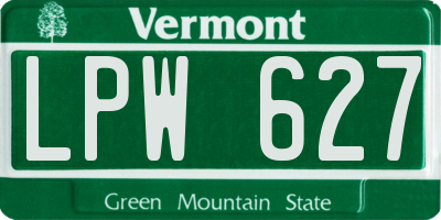 VT license plate LPW627