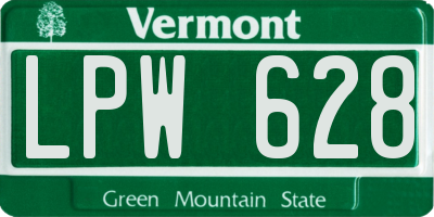 VT license plate LPW628