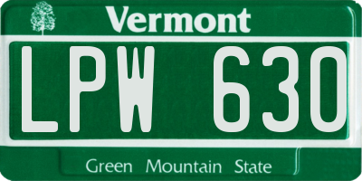 VT license plate LPW630