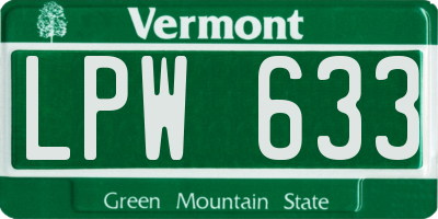 VT license plate LPW633