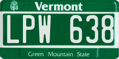 VT license plate LPW638