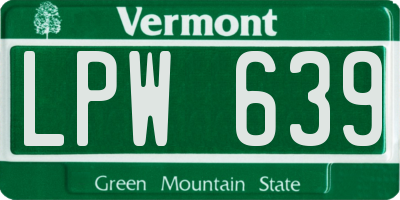 VT license plate LPW639