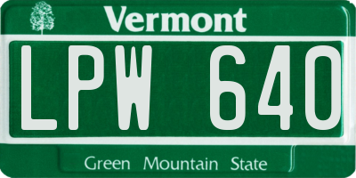 VT license plate LPW640