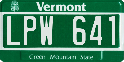 VT license plate LPW641
